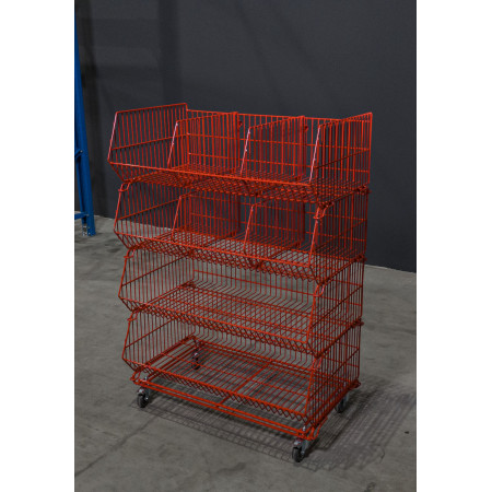 Kosz nastawny druciany HAYRAX 860x500x300 czerwony RAL 3000 (N)