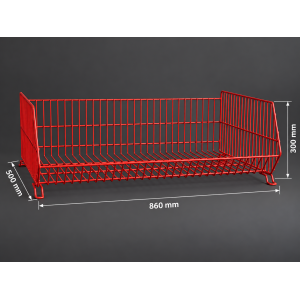 Kosz nastawny druciany HAYRAX 860x500x300 czerwony RAL 3000 (N)