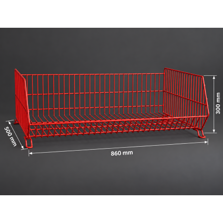 Kosz nastawny druciany HAYRAX 860x500x300 czerwony RAL 3000 (N)
