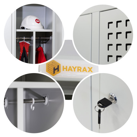 Szafka BHP 2-drzwiowa z podziałem HAYRAX szara 60×50×180 cm | HRX0003-60