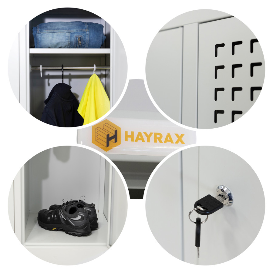 Szafka BHP 2-drzwiowa HAYRAX szara 80×50×180 cm | HRX0002-80