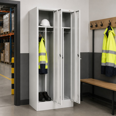 Szafka BHP 2-drzwiowa z podziałem HAYRAX szara 60×50×180 cm | HRX0003-60