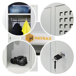 Szafka BHP 2-drzwiowa HAYRAX szara 60×50×180 cm | HRX0004-60 2