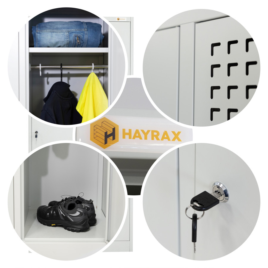 Szafka BHP 2-drzwiowa HAYRAX szara 60×50×180 cm | HRX0004-60