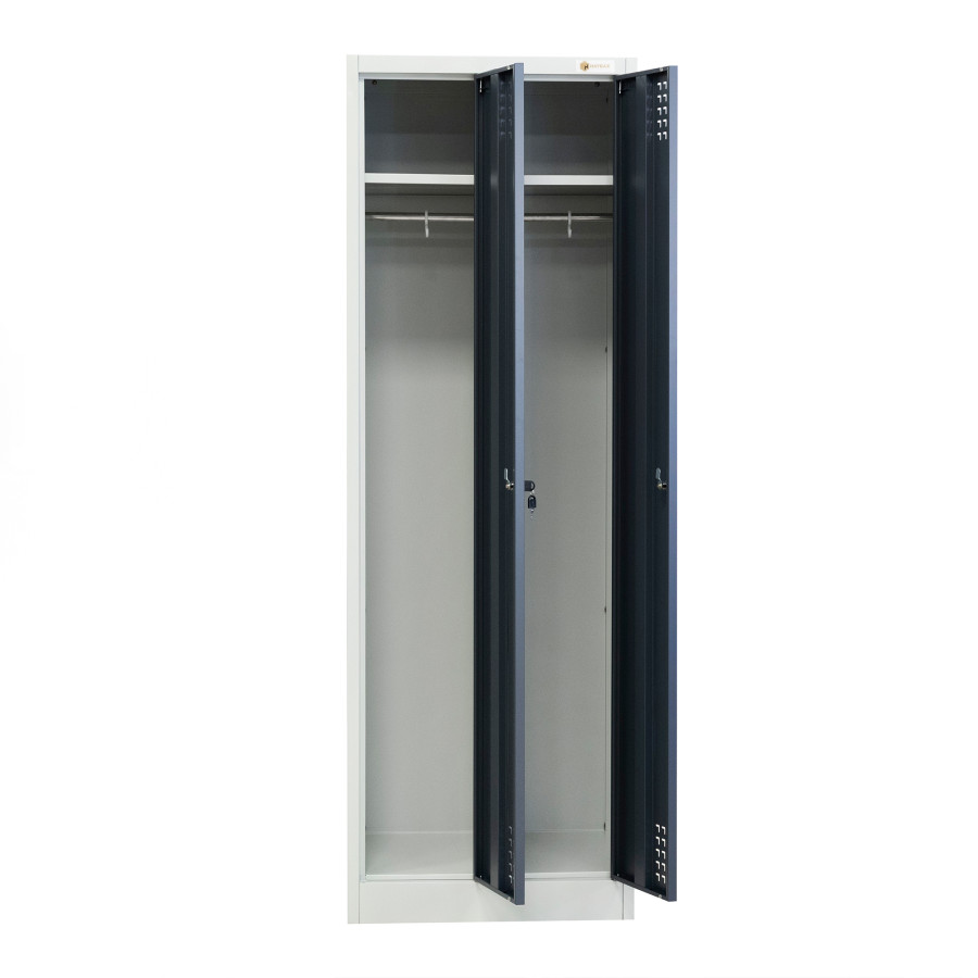 Szafka BHP 2-drzwiowa HAYRAX szara/grafit 60×50×180 cm | HRX0005-60