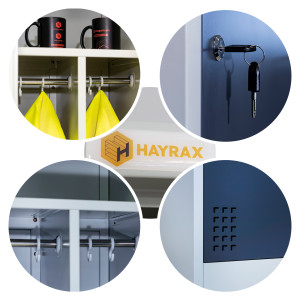 Szafka BHP 2-drzwiowa z podziałem HAYRAX szara/grafit 60×50×180 cm | HRX0006-60 2