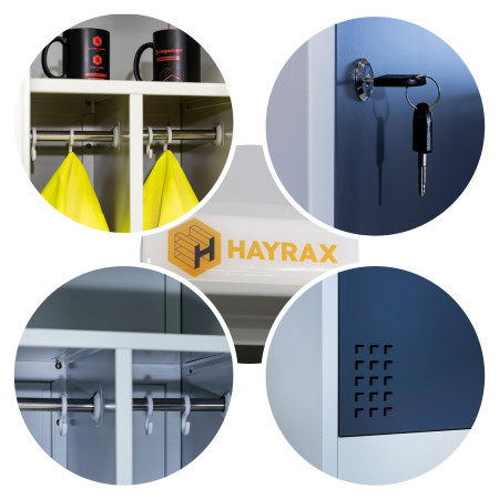 Szafka BHP 2-drzwiowa z podziałem HAYRAX szara/grafit 60×50×180 cm | HRX0006-60