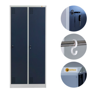Szafka BHP 2-drzwiowa HAYRAX szara/grafit 80×50×180 cm | HRX0007-80