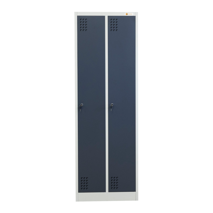 Szafka BHP 2-drzwiowa z podziałem HAYRAX szara/grafit 60×50×180 cm | HRX0006-60