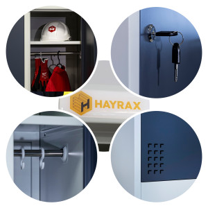 Szafka BHP 2-drzwiowa HAYRAX szara/grafit 80×50×180 cm | HRX0007-80 2