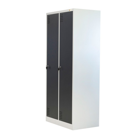Szafka BHP 2-drzwiowa z podziałem HAYRAX szara/grafit 60×50×180 cm | HRX0006-60