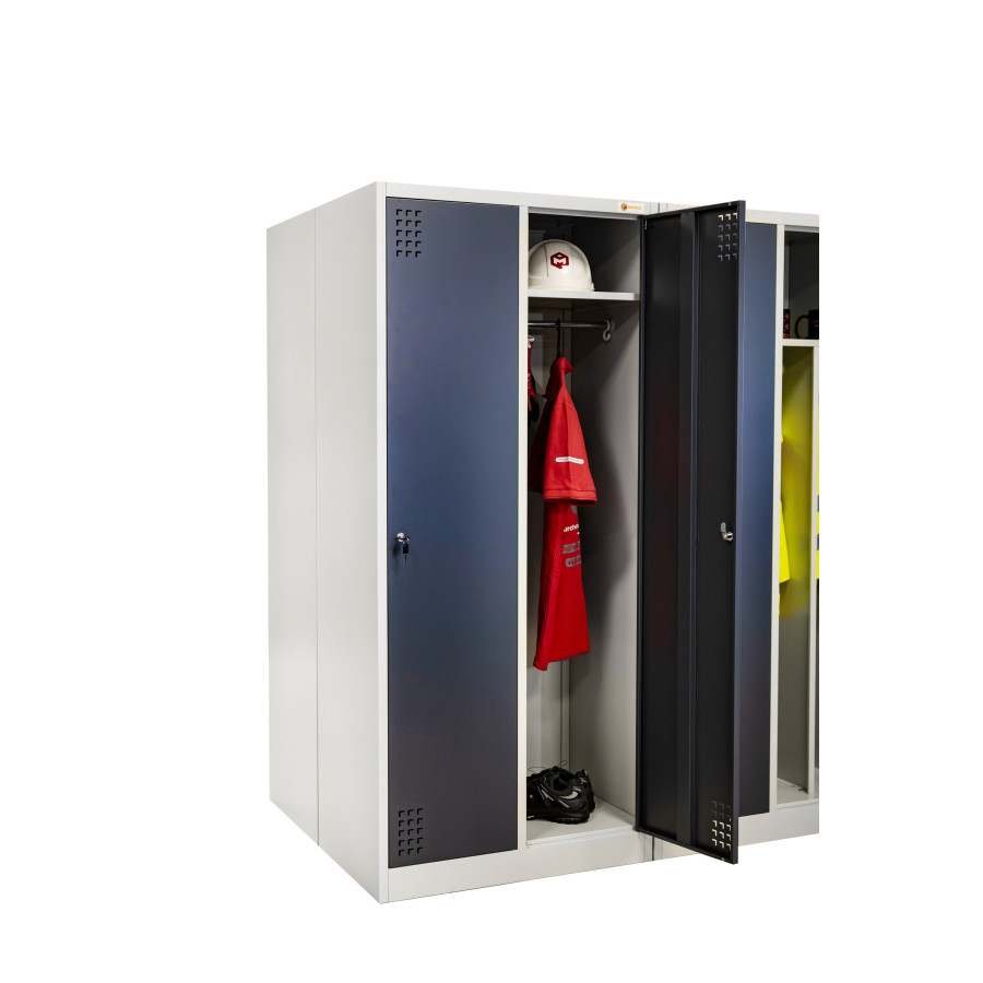 szafka BHP 2-drzwiowa HAYRAX szara grafit front, zdjęcie 6