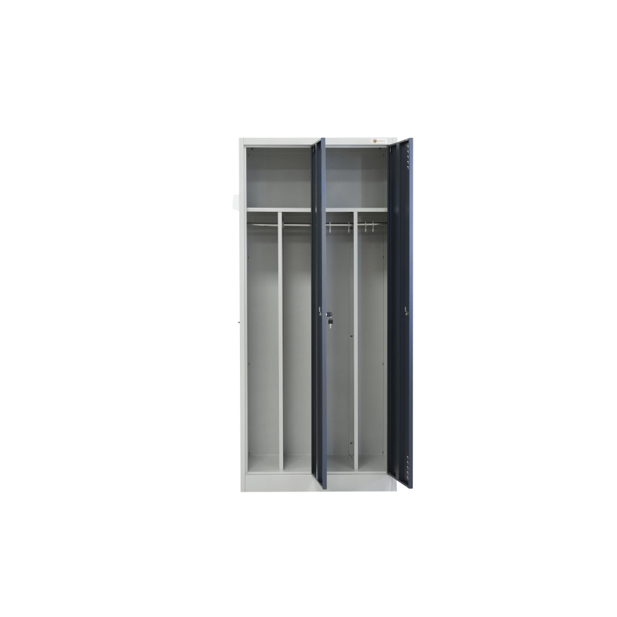 szafka BHP 2-drzwiowa z podziałem HAYRAX szara grafit 80 cm front, zdjęcie 7