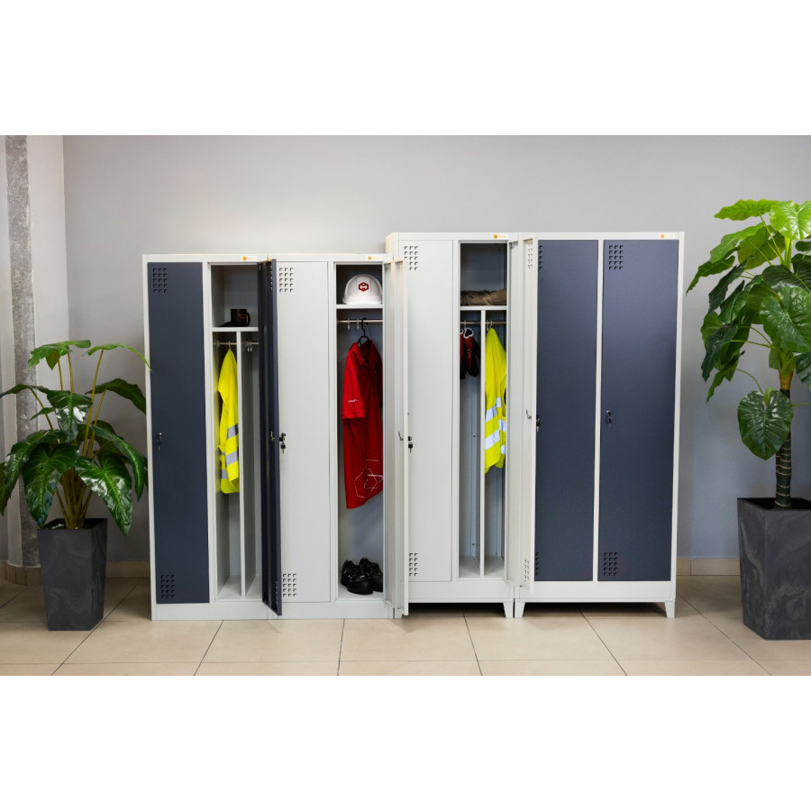 szafka BHP 2-drzwiowa z podziałem HAYRAX szara grafit 80 cm front, zdjęcie 8