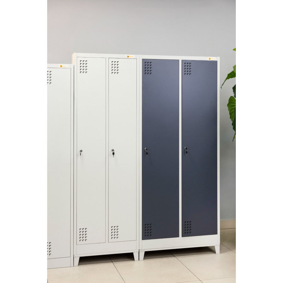 szafka BHP 2-drzwiowa z podziałem HAYRAX szara grafit 80 cm front, zdjęcie 9
